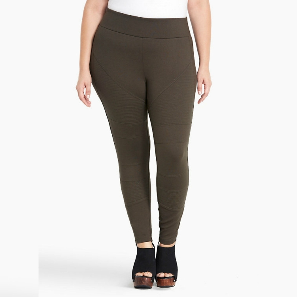 Torrid Olive Slim Fix Pixie Ponte Moto Pant NWT